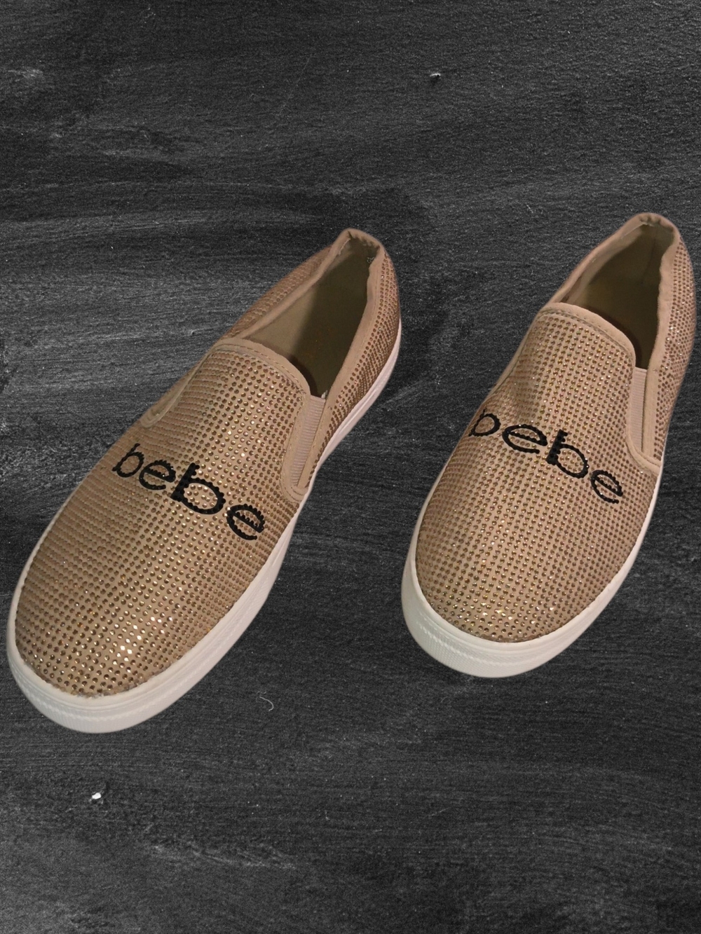 bebe Women's Slip-On Sneakers in Nude Rhinestone Sneakers
